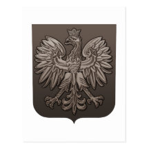 Sepia Polish Eagle Shield Post Card