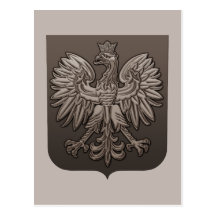 Sepia Polish Eagle Shield Post Card