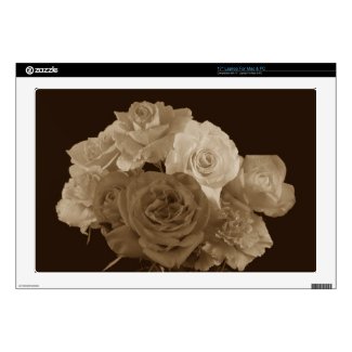 Sepia Rose Bouquet 17&quot; Laptop Decals