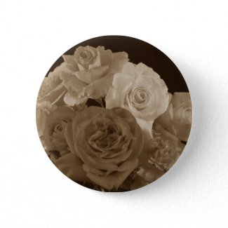 Sepia Rose Bouquet Button