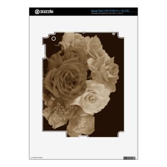Sepia Rose Bouquet Decal For Ipad 3
