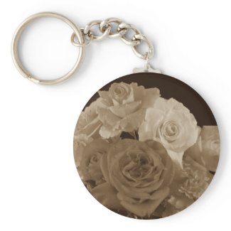 Sepia Rose Bouquet Key Chain