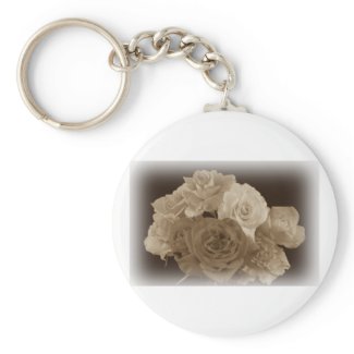 Sepia Rose Bouquet Key Chains