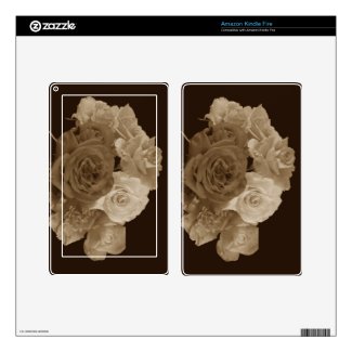 Sepia Rose Bouquet Kindle Fire Decals