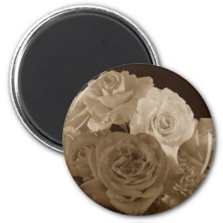 Sepia Rose Bouquet Magnet