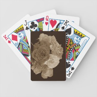 Sepia Rose Bouquet Poker Cards