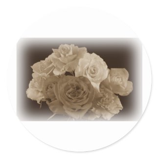 Sepia Rose Bouquet Round Stickers
