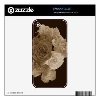 Sepia Rose Bouquet Skins For Iphone 4