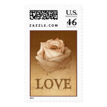 Sepia Rose Drawing Love Stamp Large