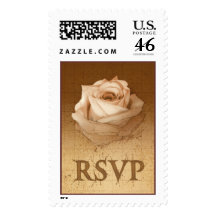 Sepia Rose Drawing RSVP Stamp Large