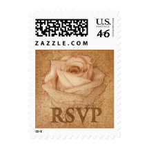 Sepia Rose Drawing RSVP Stamp Small