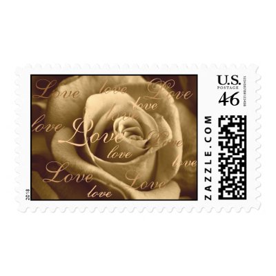 Sepia Rose ~ full of love Postage Stamps by slantedeyes