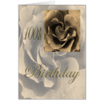 Sepia Rose Happy 100th Birthday Greeting Card