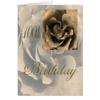 Sepia Rose Happy 100th Birthday Greeting Card