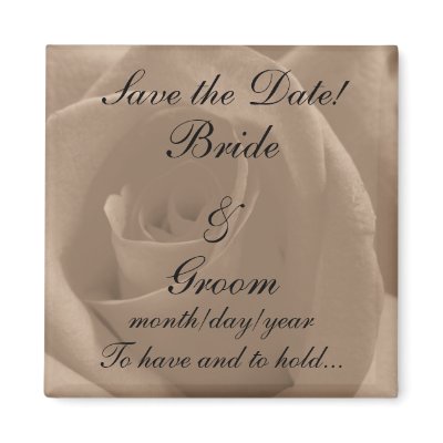 Sepia Rose Save the Date! Fridge Magnet by SweetRascal