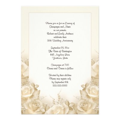 Sepia Roses 50th Anniversary Dinner Invitation