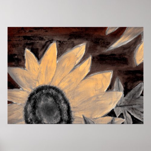 Sepia Sunflower oil painting fine modern art print