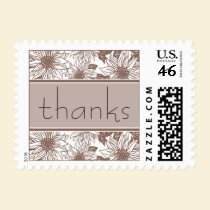 Sepia Sunflower Thank You Wedding Stamp stamps