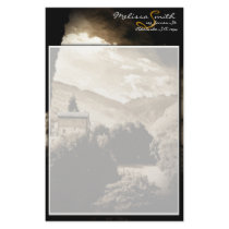 Sepia Toned European Scene Custom Stationery