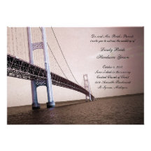 Sepia Vintage Mackinac Bridge Wedding Invitation