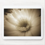 Sepia White Flower Mouse Pad