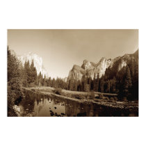 Sepia Yosemite Valley posters