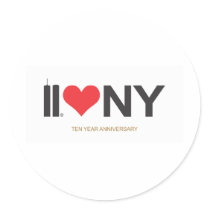 September 11 Twin Towers Love NY Round Stickers