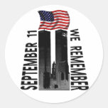 September 11 We Remember Round Stickers