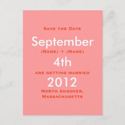 September, 2011, 4th, Save the Date, Katie   Ro... Postcard