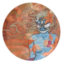 camarillo, mexican art, illustration, art plate, artistic plate, decorative wall plate, collectors art plate, autumn leaves, skull art, artsprojekt, nicholecamarillo.com, fine art, female art, latina art, artistic tray, creative dish, artistic dish, unique serving tray, creative, artistic, christmas gifts, artistic housewarming gift, creative kitchen accessories, pale september, fall leaves, september, blue, sad, blood, skulls, gold, gouache painting, marker, warm, fall, leaves, water, ocean, wind, cheese tray, [[missing key: type_fuji_plat]] with custom graphic design