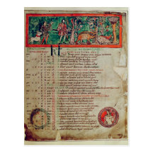 September: tending the boar, from a Calendar Post Cards