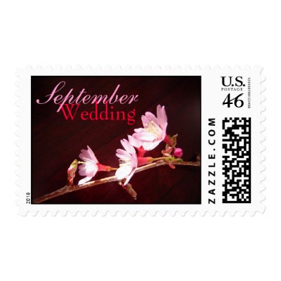 September Wedding Cherry Blossom Love Postage