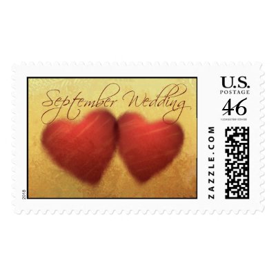 September Wedding Hearts Postage Stamps