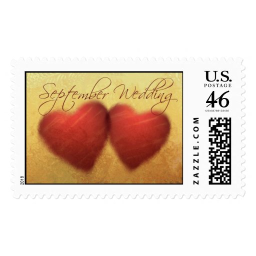 September Wedding Hearts Postage Stamps