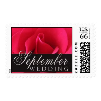 September Wedding Stamps with red rose