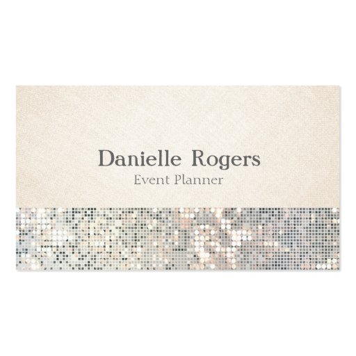 Sequin Glitter Glam Glitzy Linen Business Card (front side)