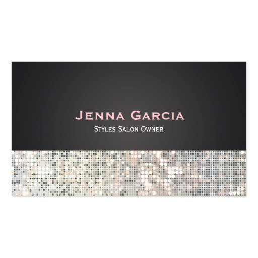 Sequin Glitzy Glam Black Charcoal Business Card (front side)