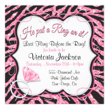 Sequin Zebra Print Bachelorette Party Invitation