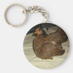 Serama hen with chick keychain