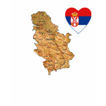 Serbia Flag Heart and Map T-Shirt
