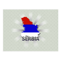 Serbia Flag Map 2.0 Postcards