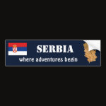 Serbia Flag Map Text Bumper Sticker