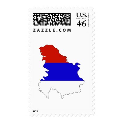 Serbia flag map postage by FlagStore