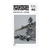 Serbia in the snow postage
