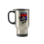 This adorable little panda loves to get out on the court and hits some balls. Panda plays in front of a large flag of Serbia. This is a great design for anyone who loves to play tennis, watch tennis or just loves cute pandas.