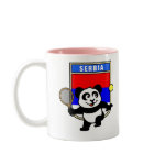 This adorable little panda loves to get out on the court and hits some balls. Panda plays in front of a large flag of Serbia. This is a great design for anyone who loves to play tennis, watch tennis or just loves cute pandas.