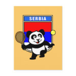 This adorable little panda loves to get out on the court and hits some balls. Panda plays in front of a large flag of Serbia. This is a great design for anyone who loves to play tennis, watch tennis or just loves cute pandas.
