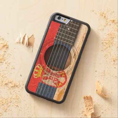 Serbian Flag on Old Acoustic Guitar Carved® Maple iPhone 6 Bumper Case