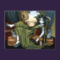 Serena Eclectic Sunset Cat Fairy Postcard postcards