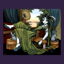 Serena Eclectic Sunset Cat Fairy Poster posters